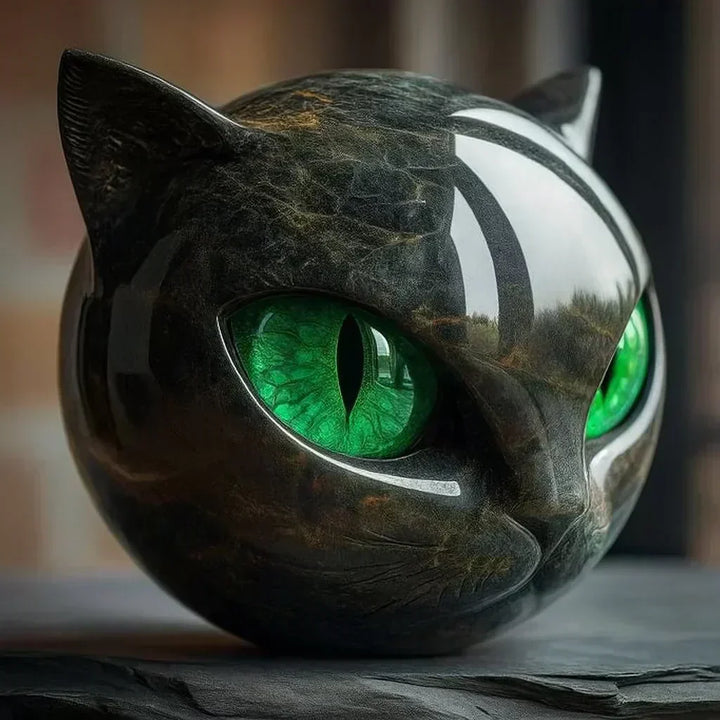 NyxCharm | Scultura Mistica Testa di Gatto Nero