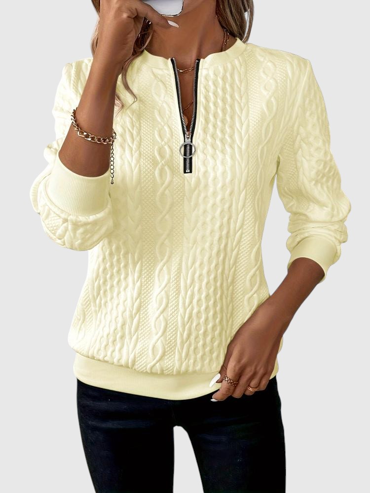 Amalie - Pletený svetr s copánkovým vzorem na zip