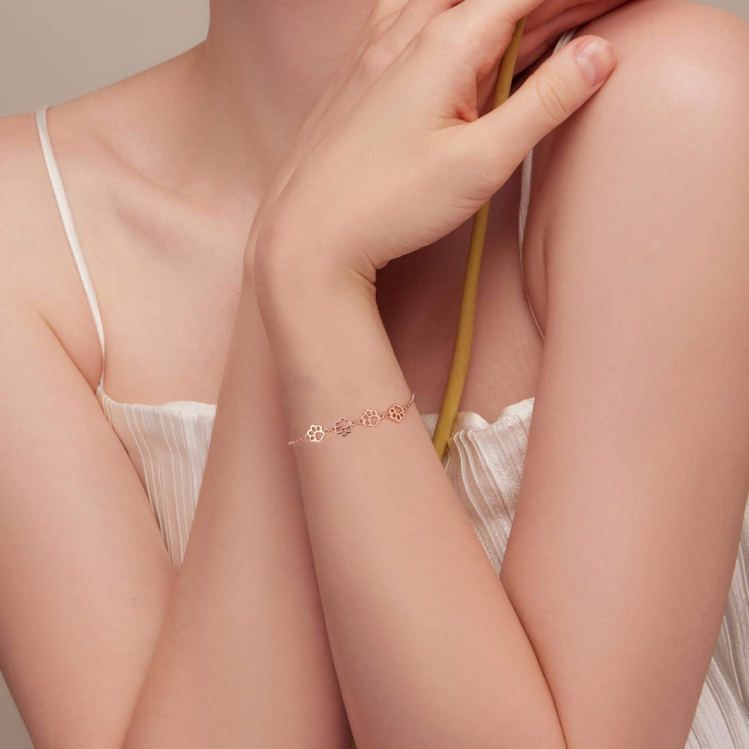 Bracciale con impronta di zampa in argento – Misura regolabile