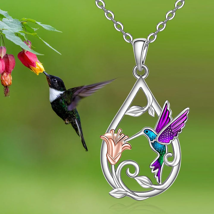 Bellissima collana con colibrì per donna con orecchini in omaggio