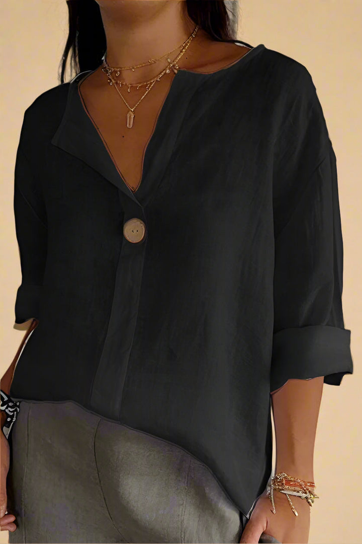 Ella BLUSE | Blusa in lino con un unico bottone e comfort elegante