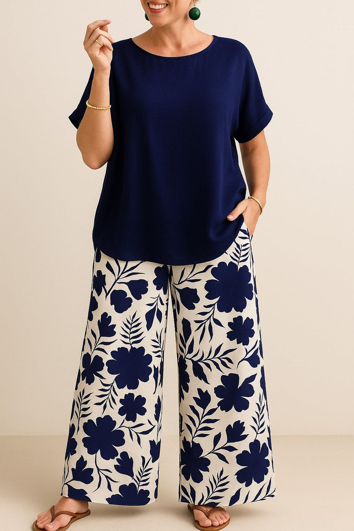 Set Andrée | Pantaloni Stampati + Top Monocromatico