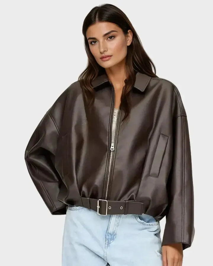 Arvella – Veganská kožená bunda s páskem