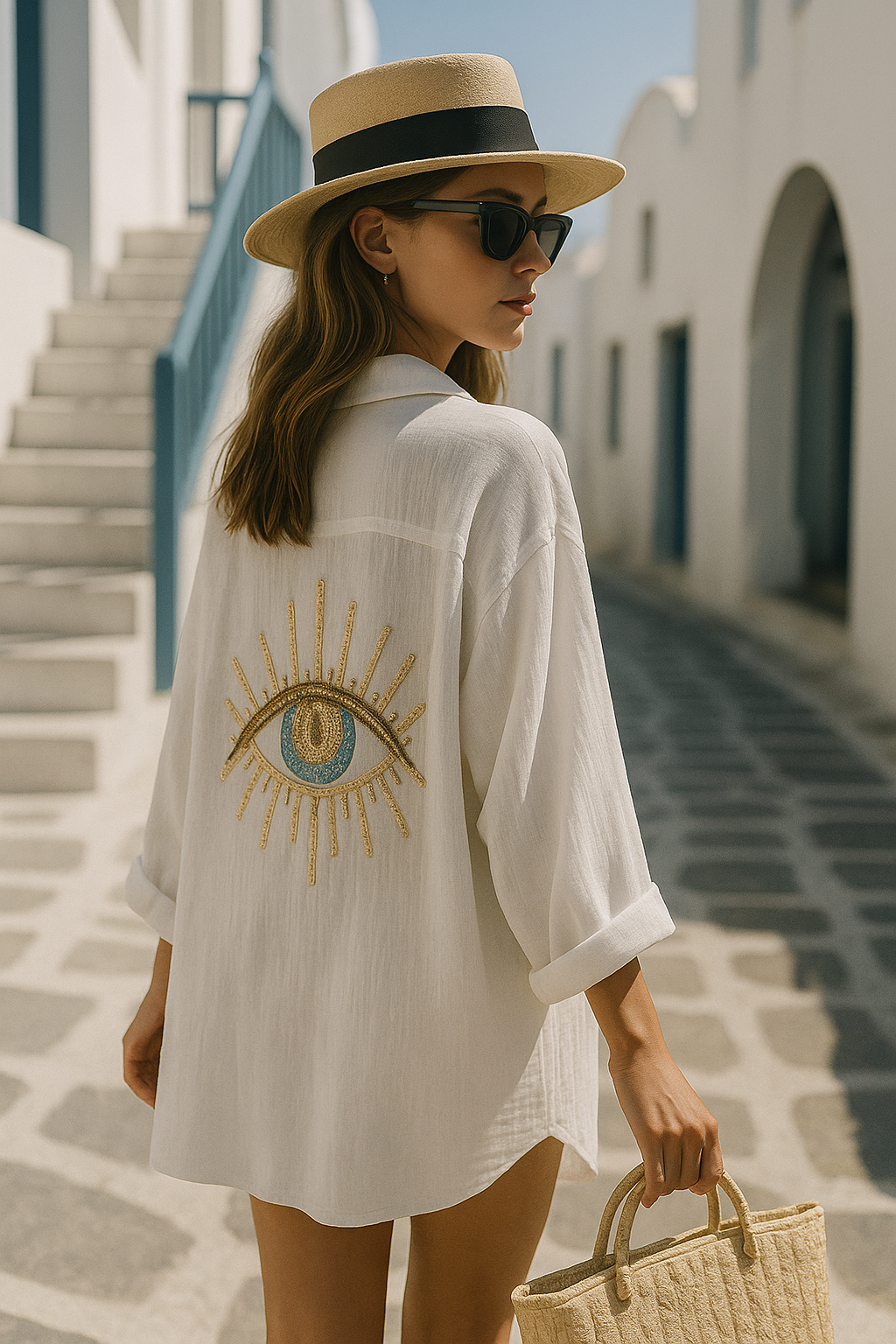 Ayline | Camicia in Cotone Gaze Blu