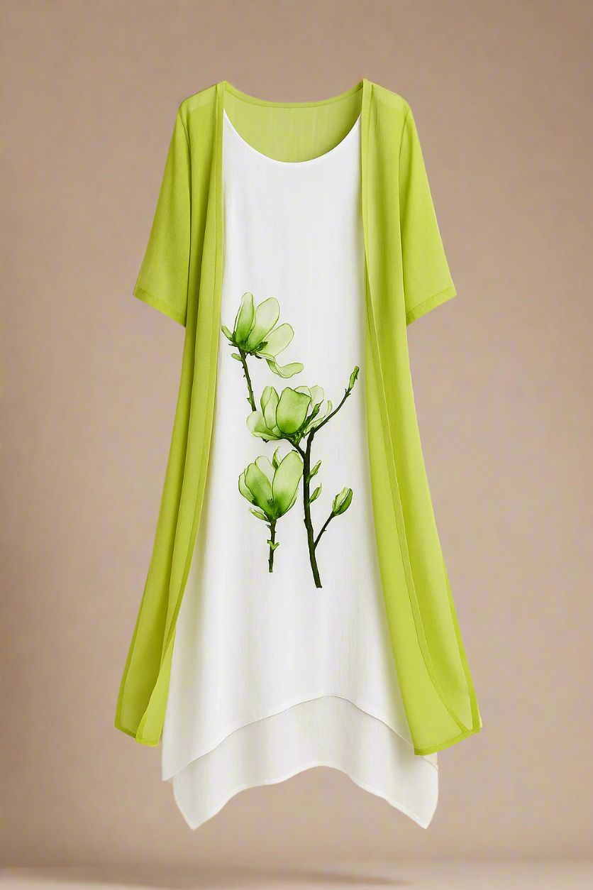 ALBA KJOLE SADA | Šaty a lehký cardigan s květinovým potiskem