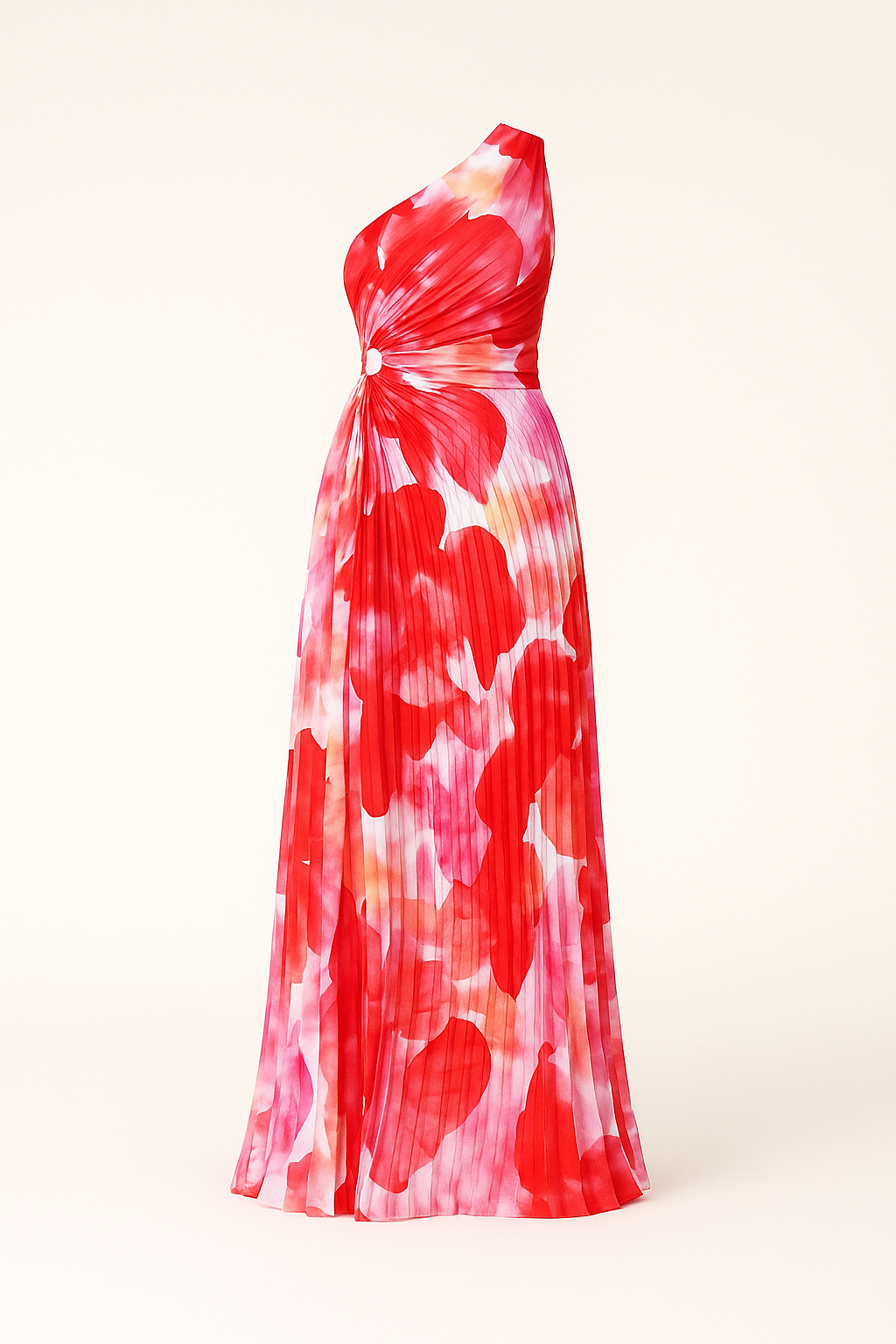 Signe Vestito | Abito plissettato a spalla singola con motivo floreale