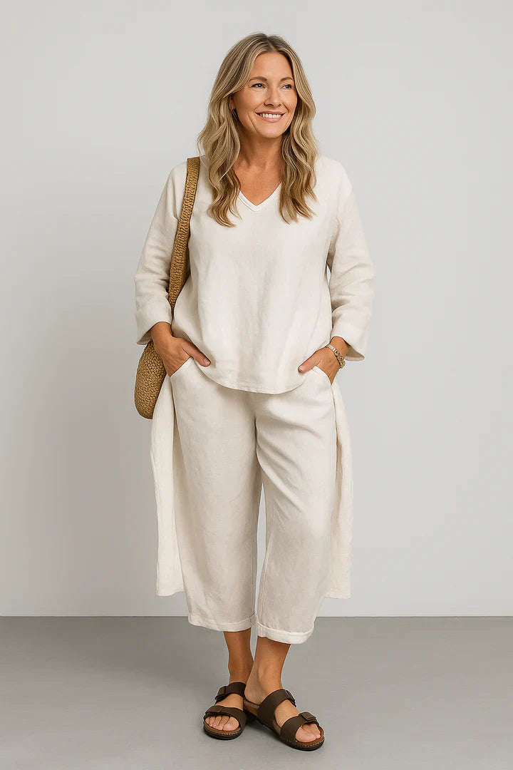 Set Norena | Pantaloni Monocromatici e Confortevoli + Top Coordinato