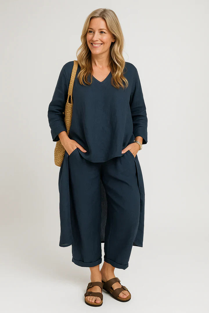 Set Norena | Pantaloni Monocromatici e Confortevoli + Top Coordinato