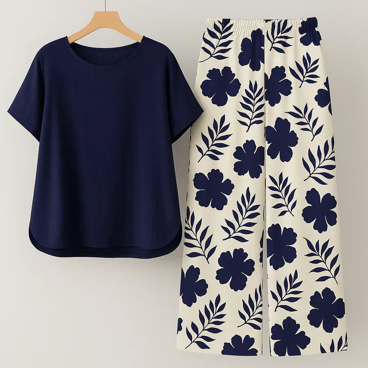 Set Andrée | Pantaloni Stampati + Top Monocromatico