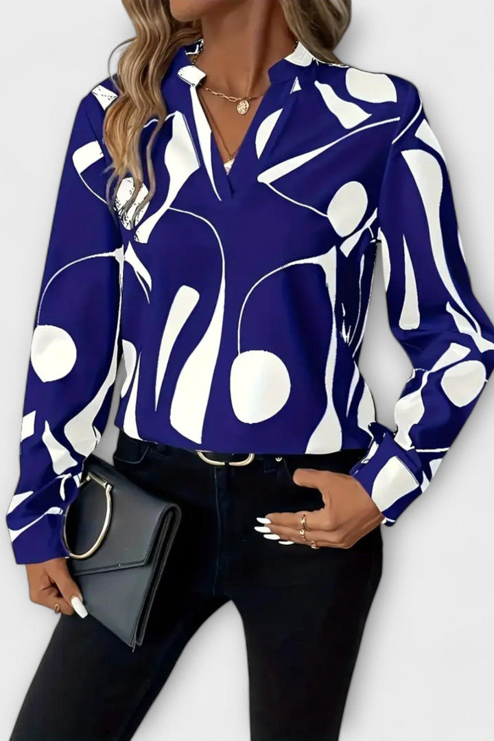 Joana - Stylová dlouhá rukávová blůza s ostrým výstřihem