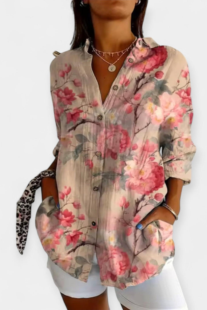 Koszula w kwiatowy wzór z zapięciem na guziki