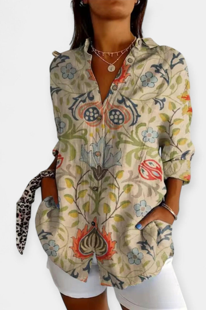 Koszula w kwiatowy wzór z zapięciem na guziki