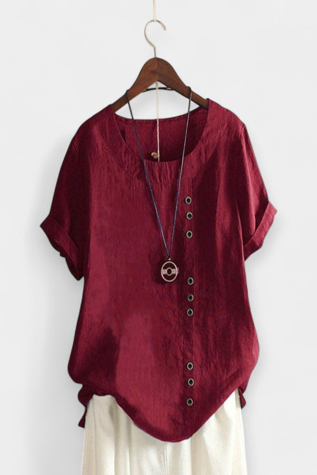 T-shirt z krótkim rękawem z guzikami