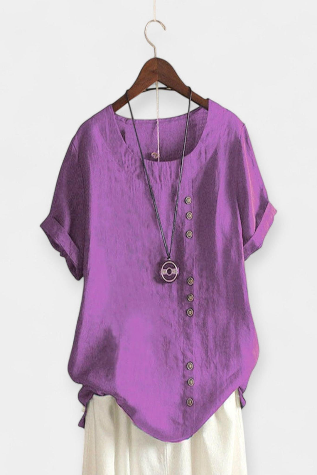 T-shirt z krótkim rękawem z guzikami