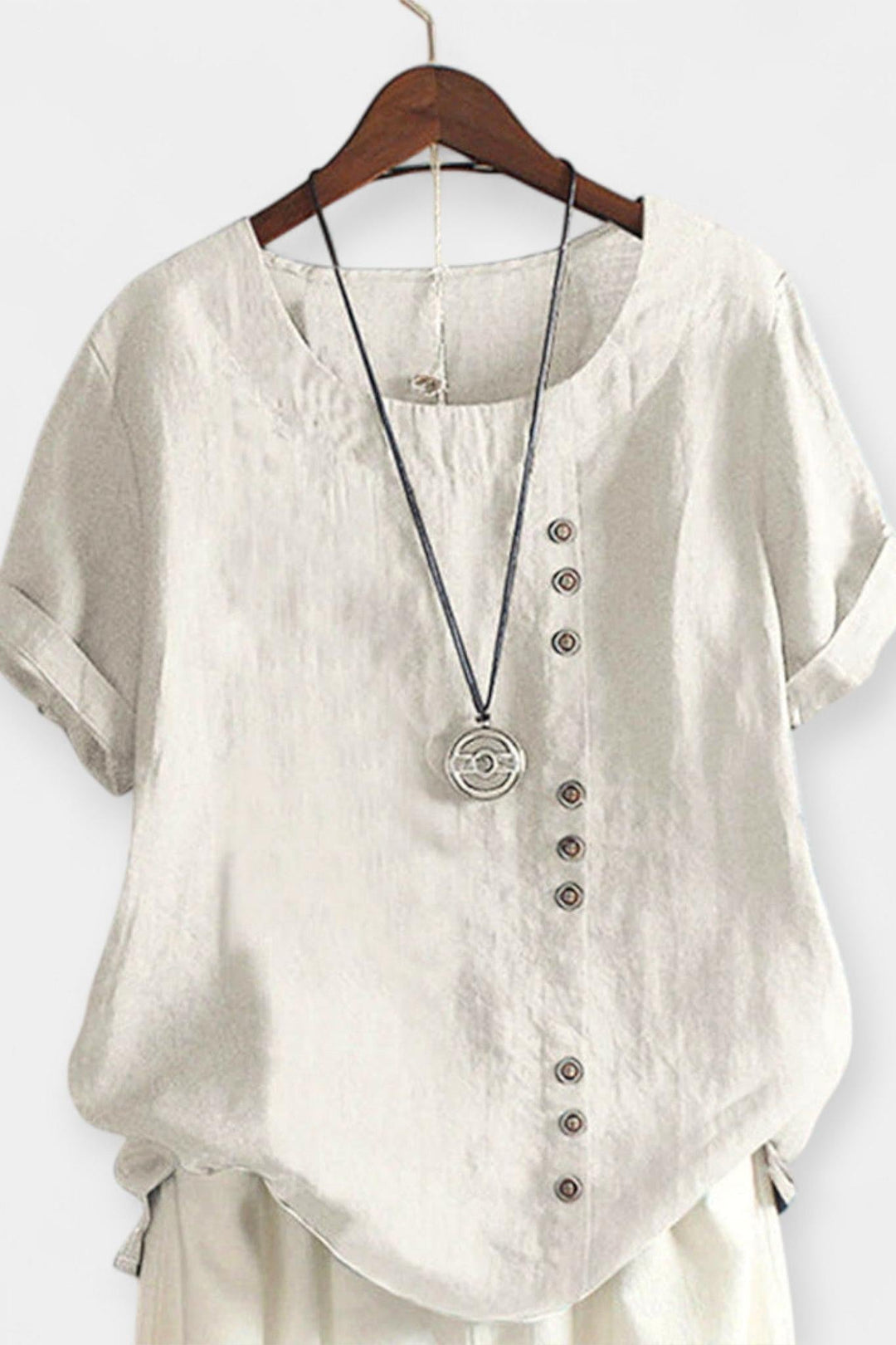 T-shirt z krótkim rękawem z guzikami