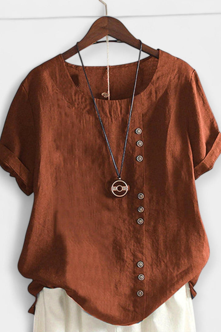 T-shirt z krótkim rękawem z guzikami