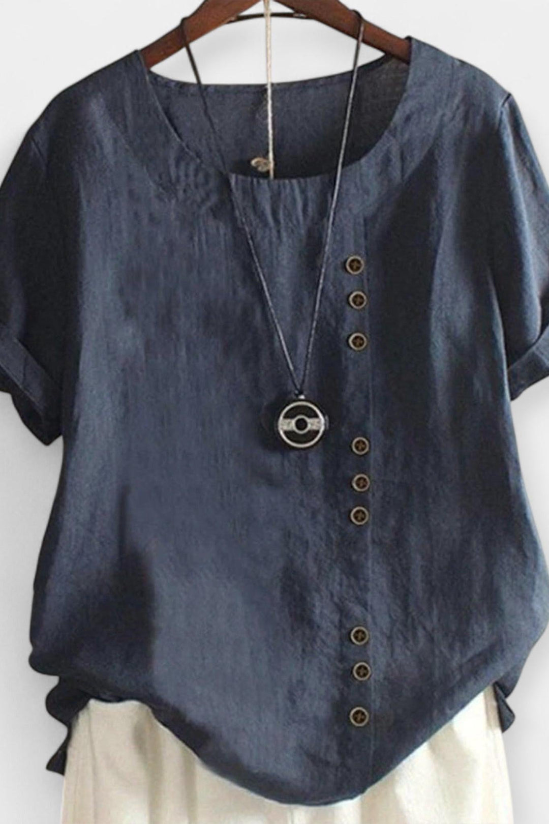 T-shirt z krótkim rękawem z guzikami