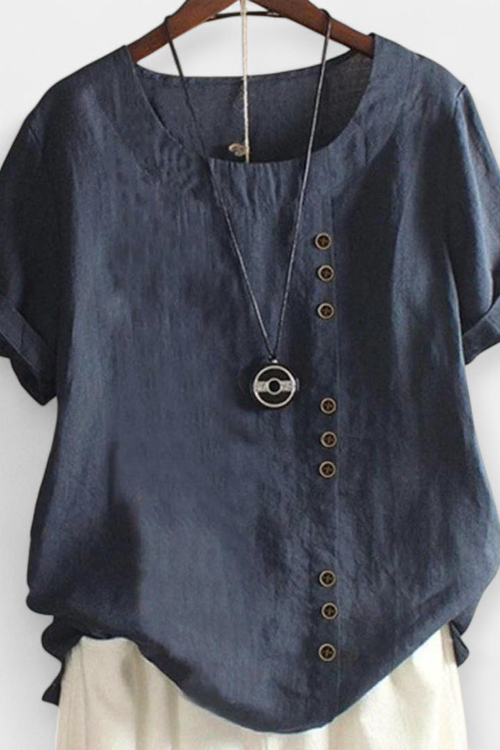 T-shirt z krótkim rękawem z guzikami