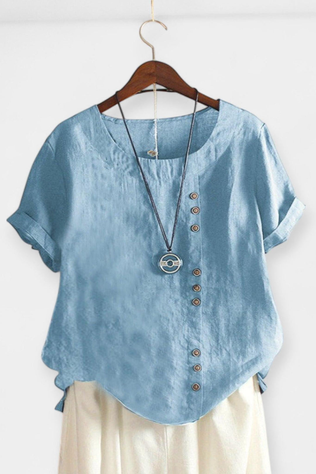 T-shirt z krótkim rękawem z guzikami