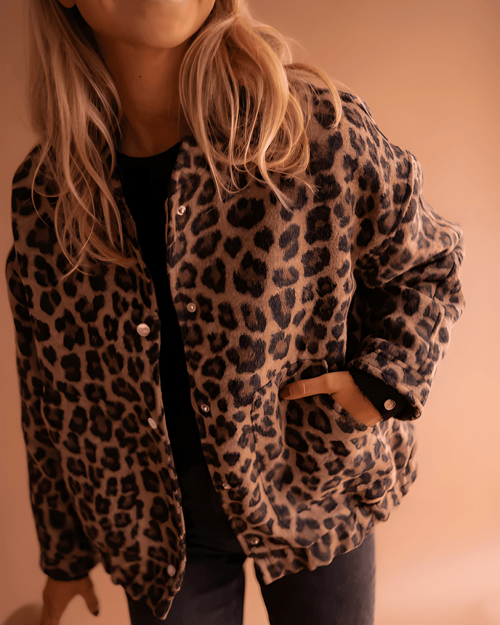 Leona – Panther Print Bomber Jacket