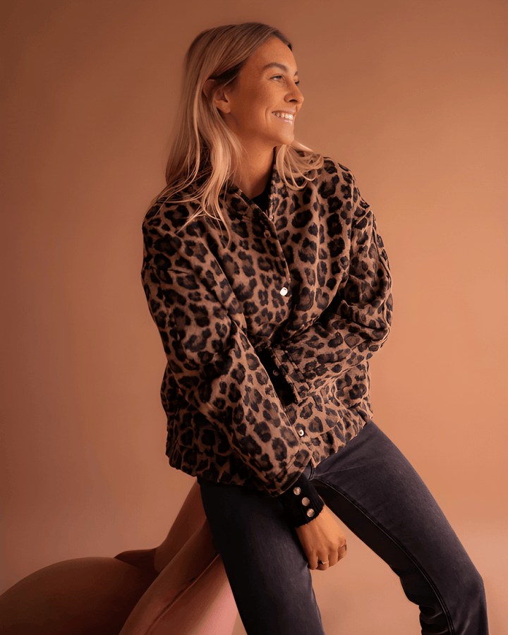 Leona – Panther Print Bomber Jacket