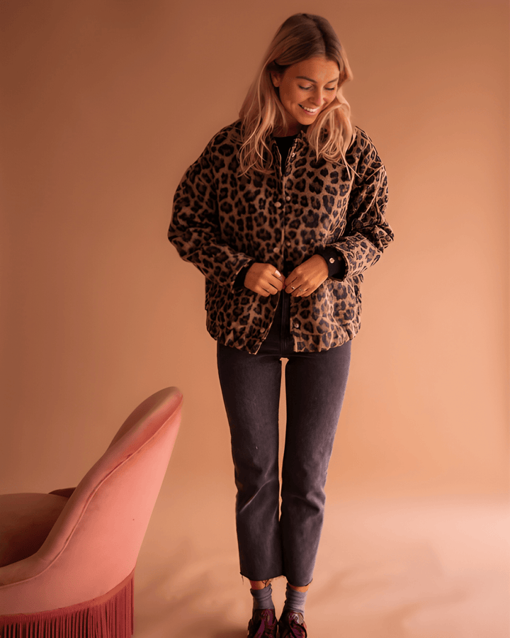 Leona – Panther Print Bomber Jacket