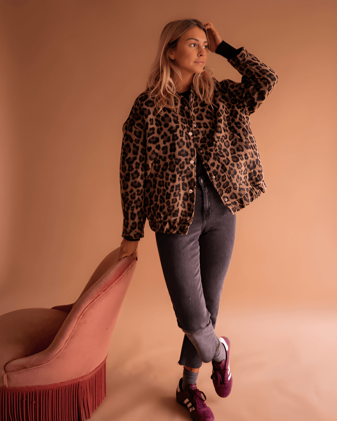 Leona – Panther Print Bomber Jacket