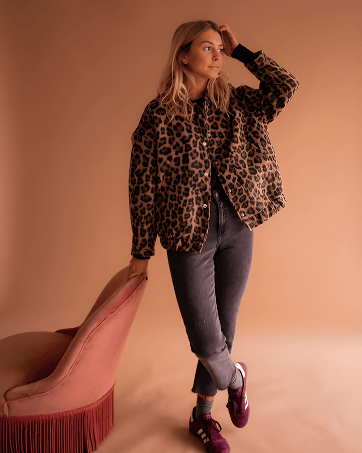 Leona – Panther Print Bomber Jacket