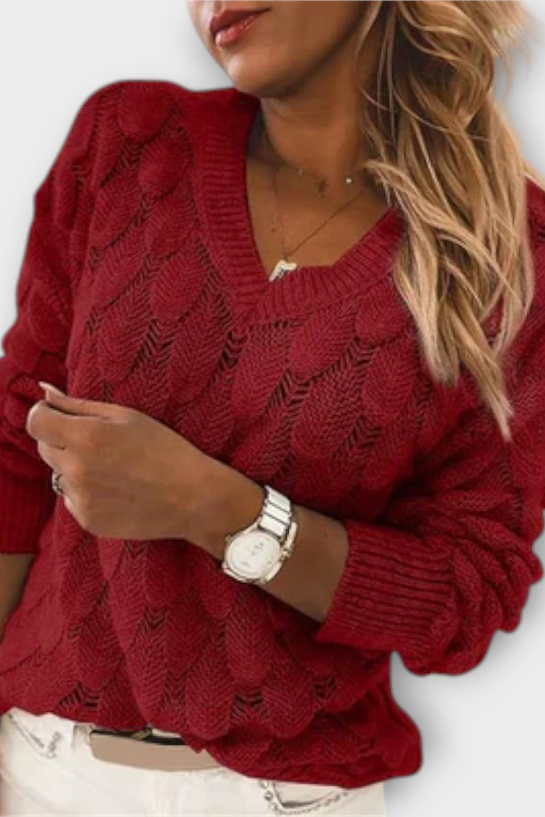 Noemier™ Sweter z V-dekoltem