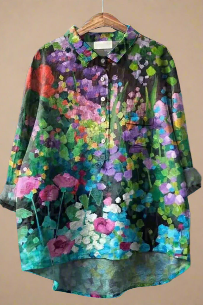 Virginia Camicia | Camicia a Fiori Vivaci con Bottoni