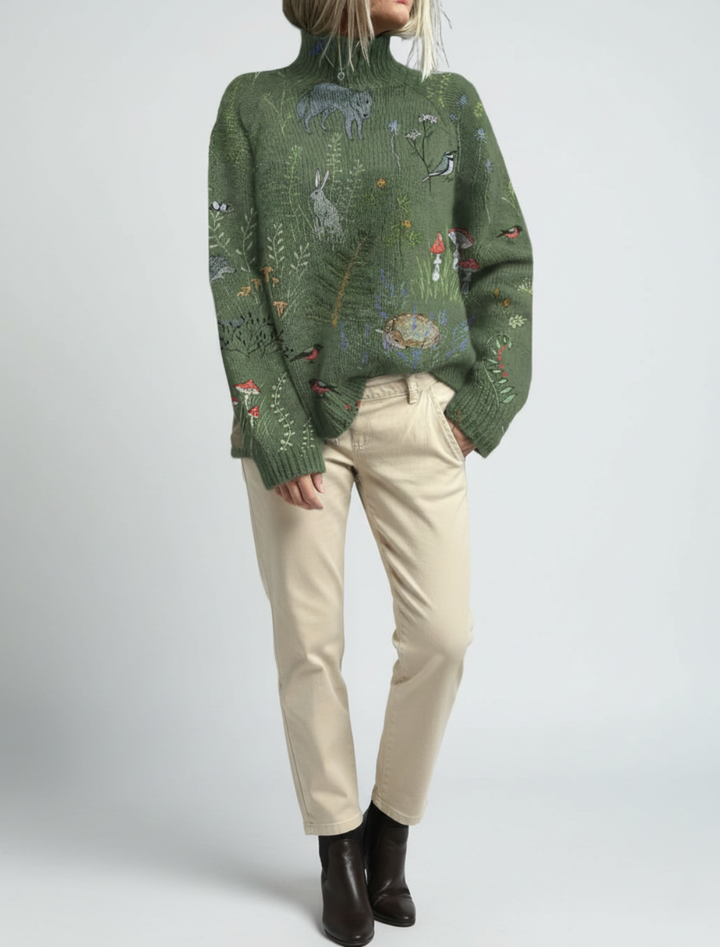 Sweter Anna™ I Klasyczne Ciepło z Ponadczasowym Kwiatowym Wzorem