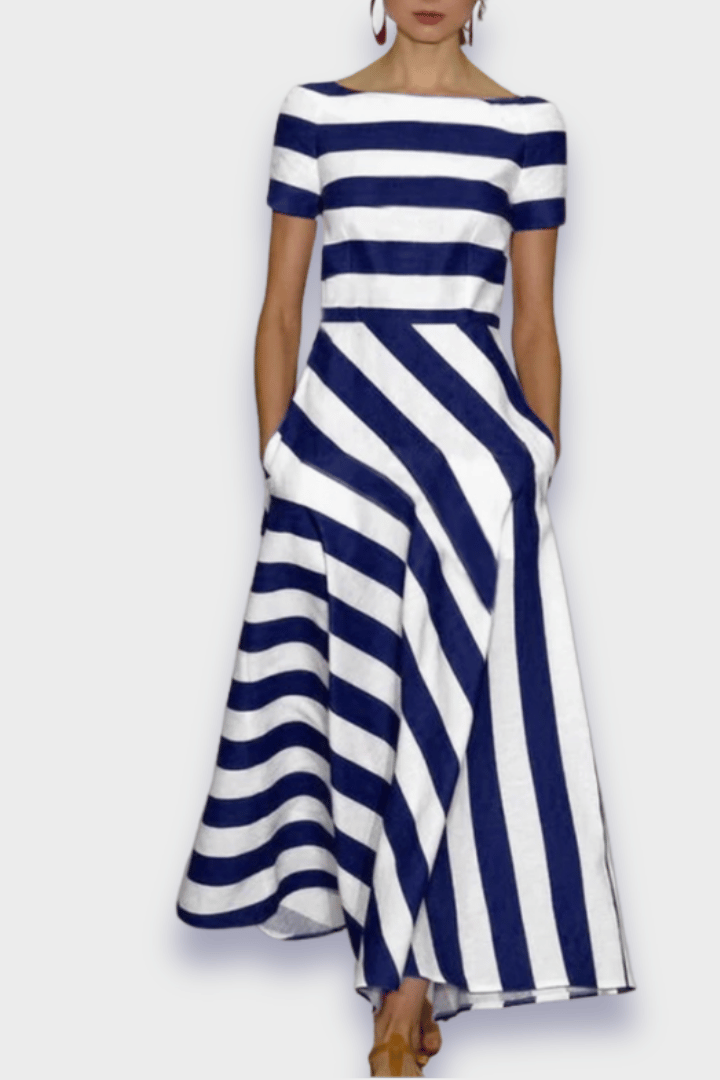 Ručně vyráběné pruhované dlouhé šaty