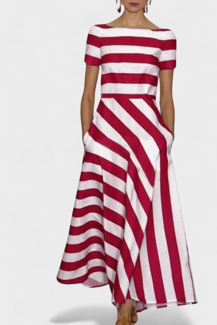Ručně vyráběné pruhované dlouhé šaty