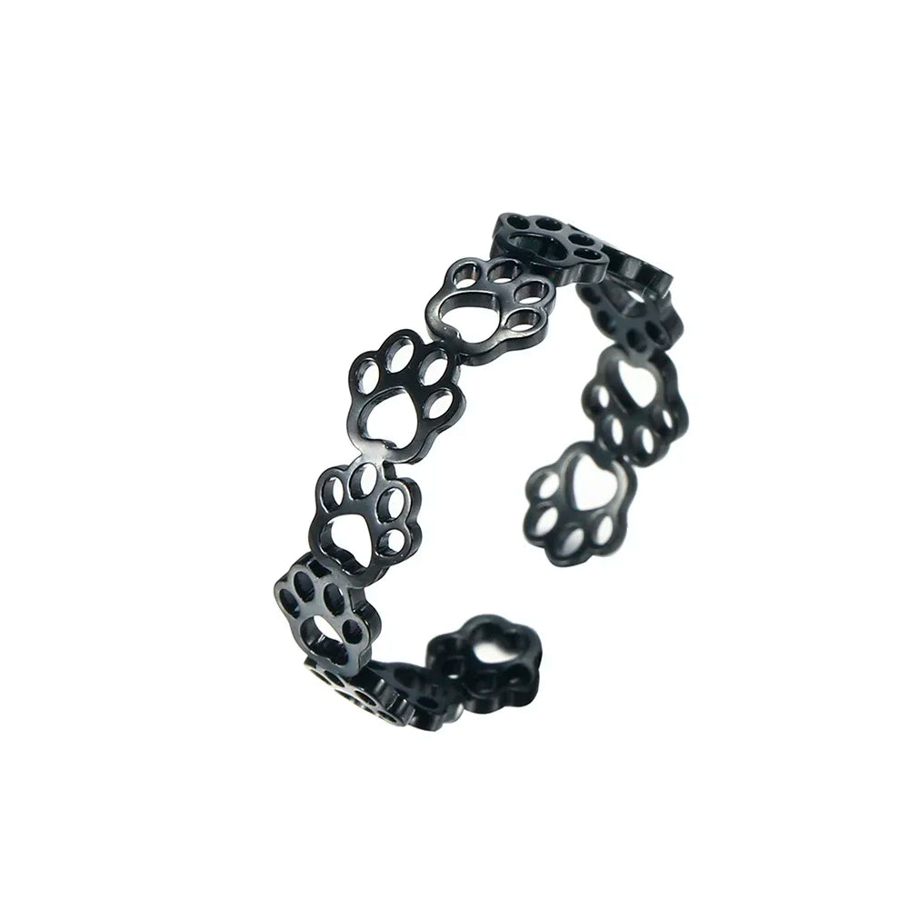 Anello regolabile con impronta di zampa – Realizzato in acciaio inossidabile