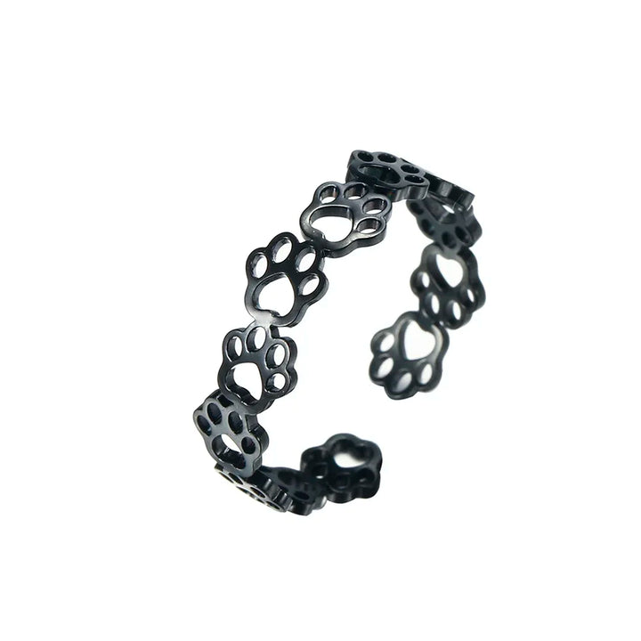 Anello regolabile con impronta di zampa – Realizzato in acciaio inossidabile