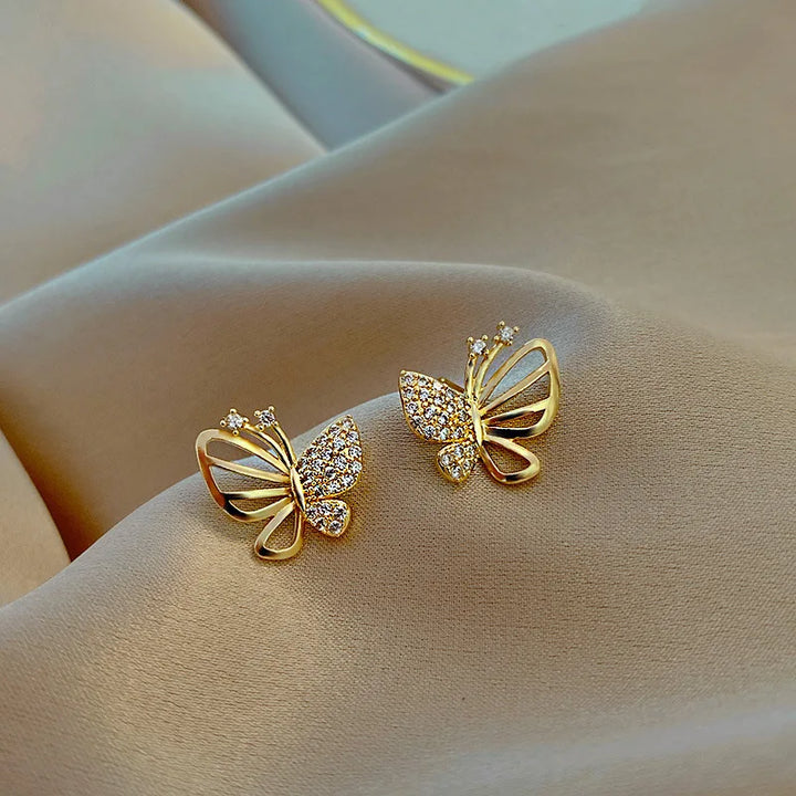 Elegant Zircon Butterfly Stud Earrings