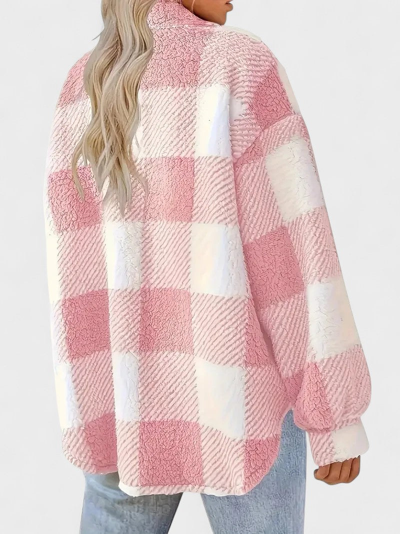 Rosa | Giacca in pile a quadri elegante