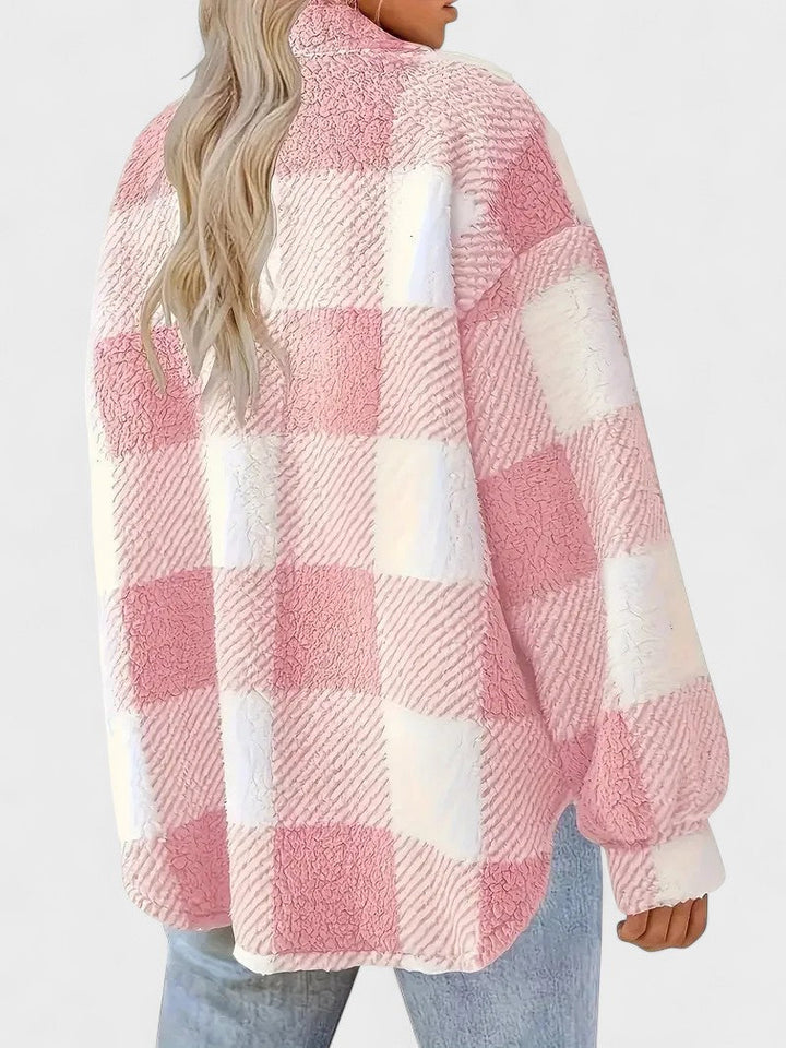 Rosa | Giacca in pile a quadri elegante