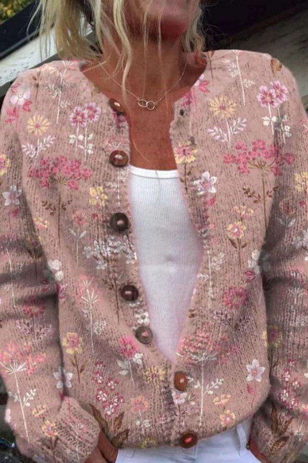 Sanne - Kolorowy Sweter z Kwiatowym Wzorem