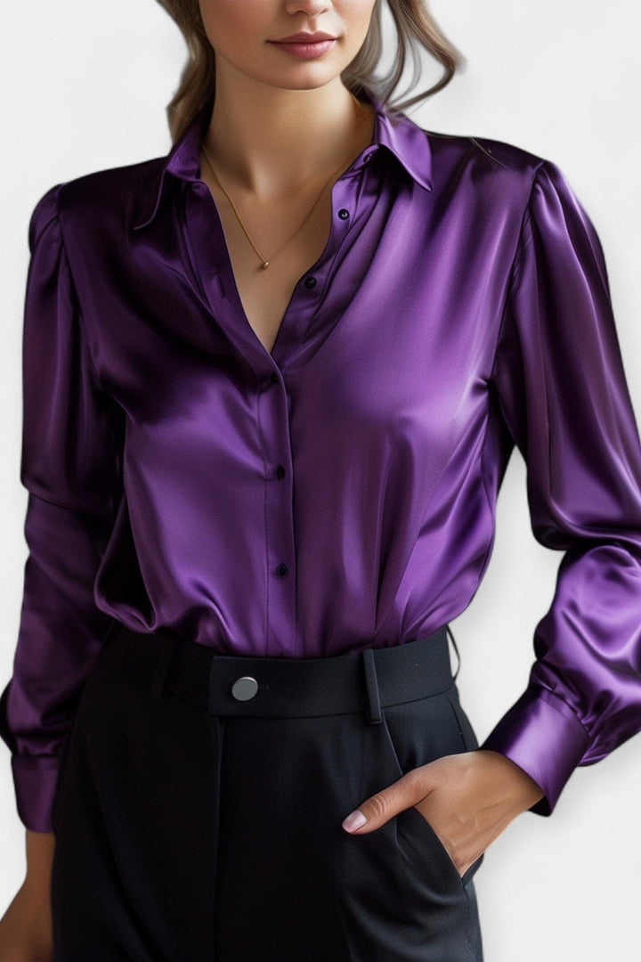 Satynowa koszula z kołnierzykiem