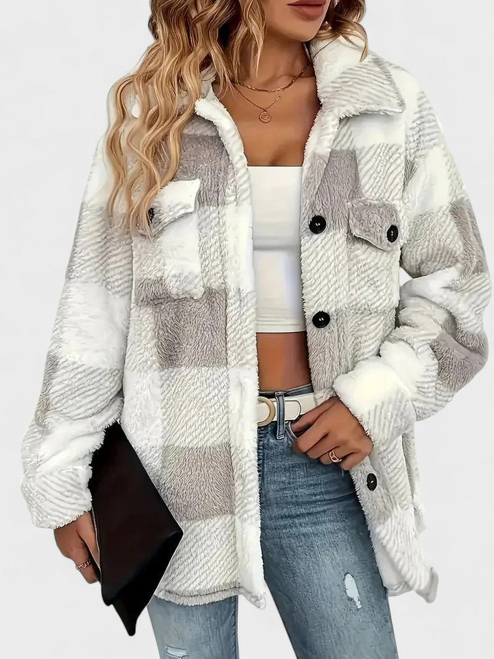 Rosa | Giacca in pile a quadri elegante