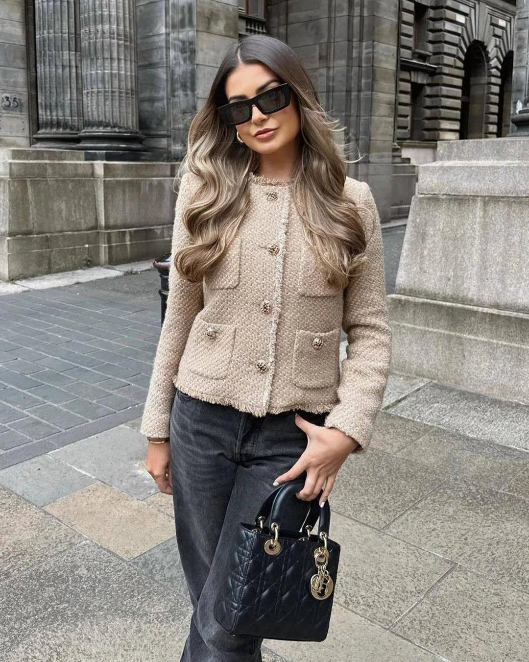 Slavenka - Stylowy Beżowy Płaszcz