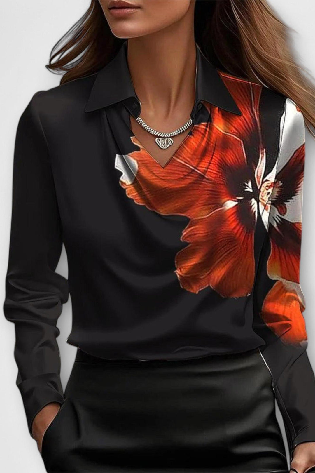 Sofia – Satynowa bluzka o połyskującym wykończeniu