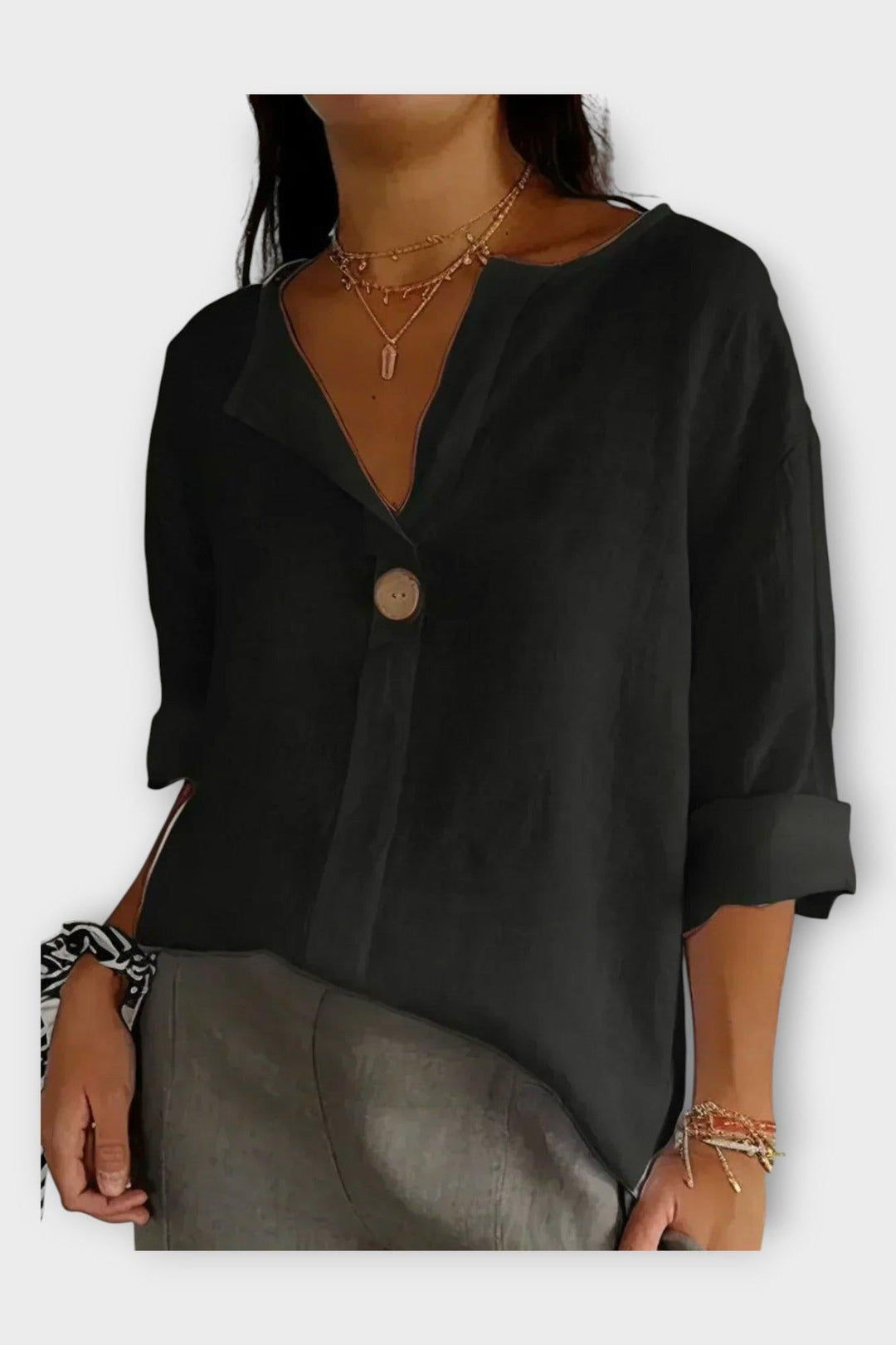 Koszula Treningowa z V-dekoltem i Guzikiem