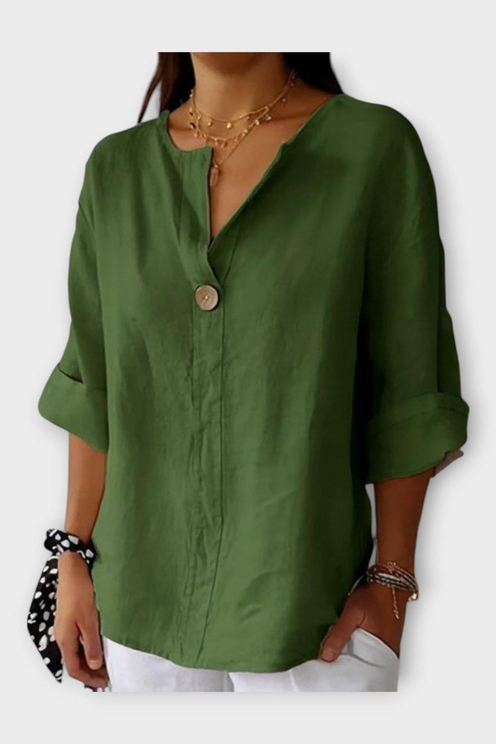 Koszula Treningowa z V-dekoltem i Guzikiem