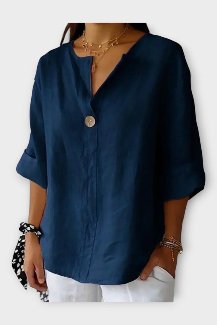 Koszula Treningowa z V-dekoltem i Guzikiem