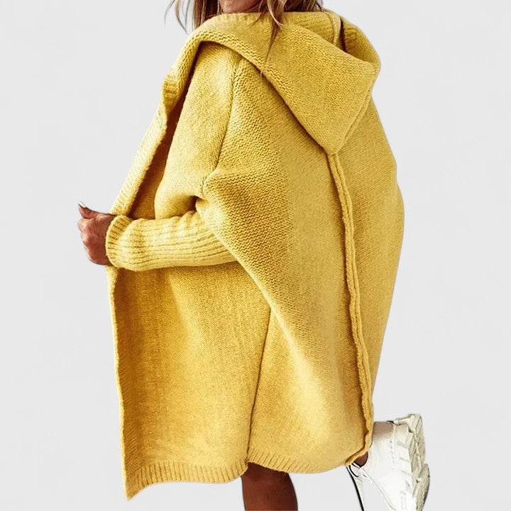 Pohodlná pletená bunda s kapucí