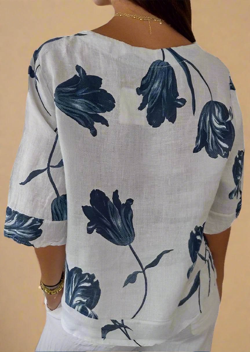 Sanne | Blusa floreale con bottone davanti
