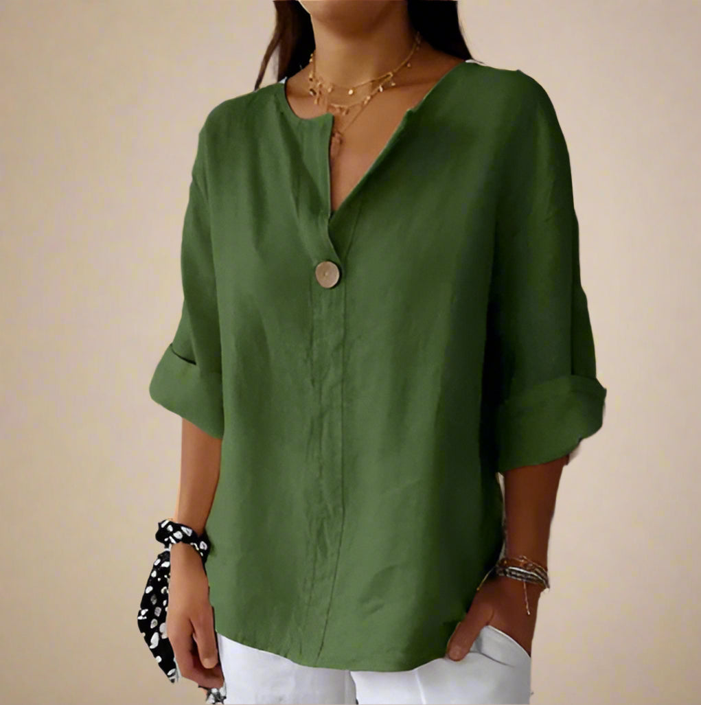 Ella BLUSE | Blusa in lino con un unico bottone e comfort elegante