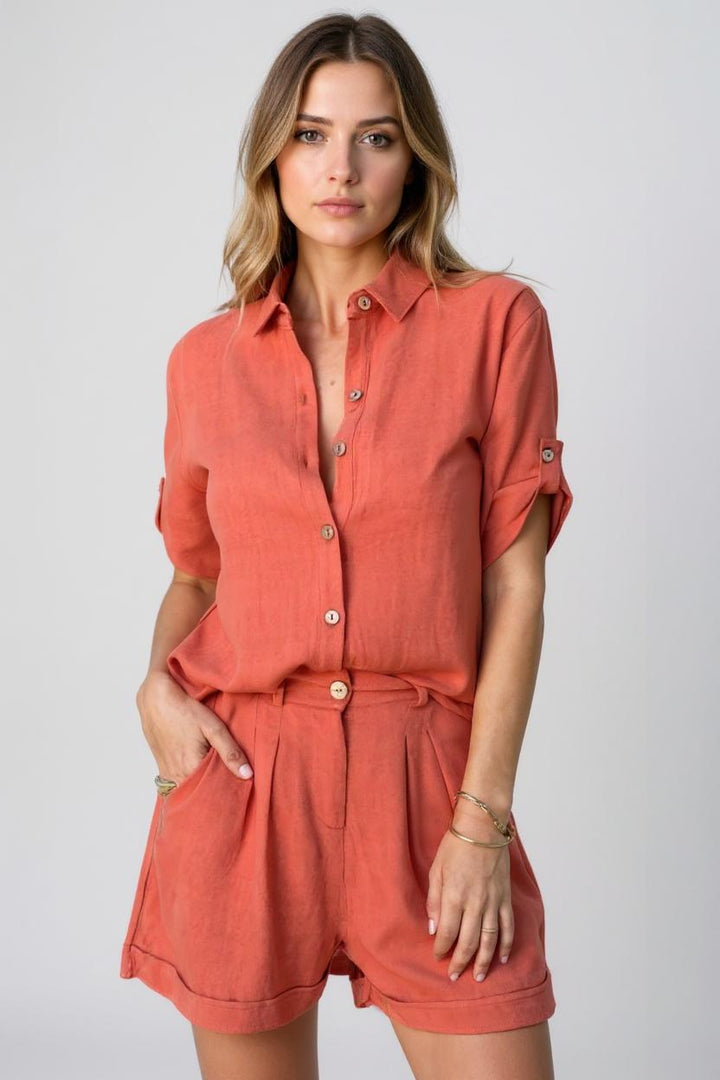 Set Linnea | Pantaloni in Lino Leggeri + Camicia Coordinata